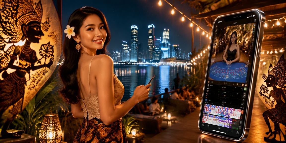 Pengguna Indonesia bermain casino dan olahraga lewat ponsel di tepi pantai