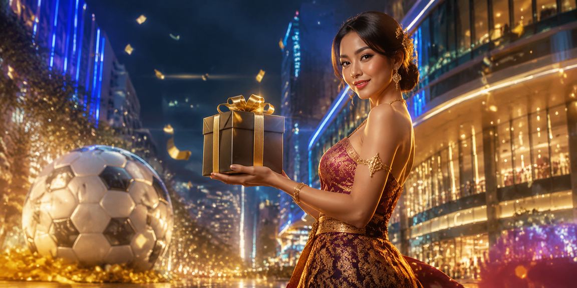 Suasana malam penuh cahaya neon dengan nuansa sports betting yang semarak