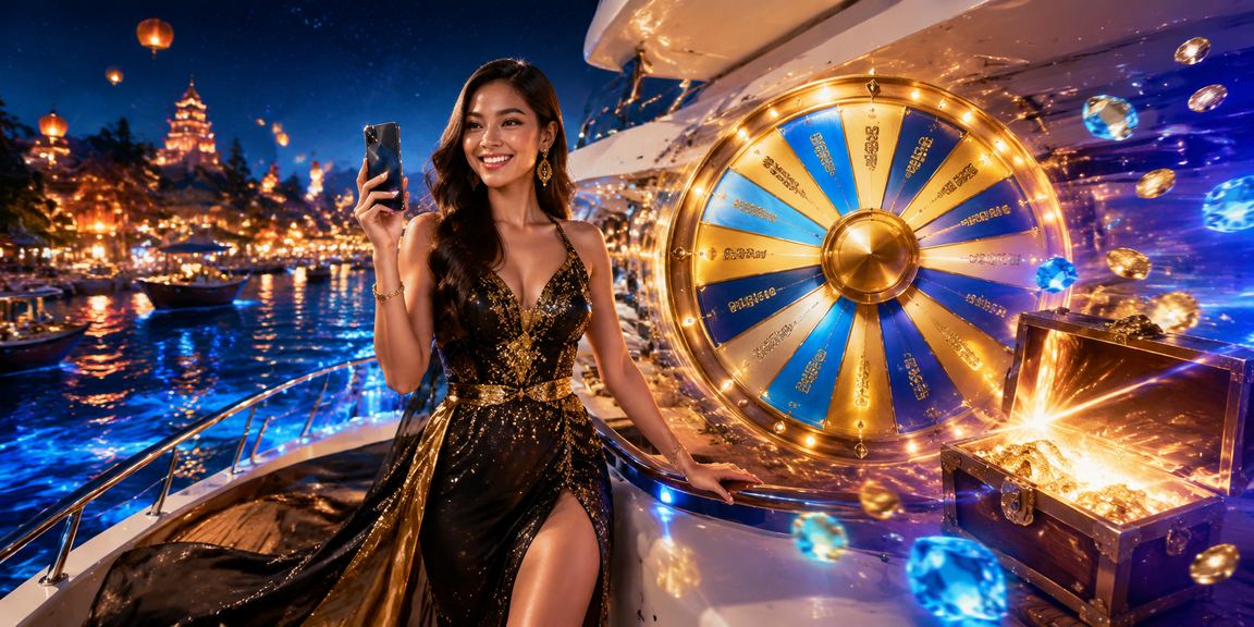 Suasana undian berhadiah meriah dengan dekorasi lentera festival yang penuh warna dan antusias
